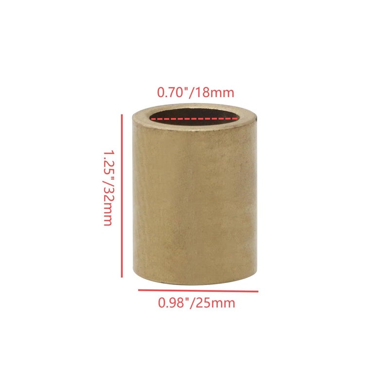 Nicerity Sleeve Bearings OD 25mm ID 18mm Length 32mm Brass Self-Lubricating Sintered Bronze Bushings - Image 2